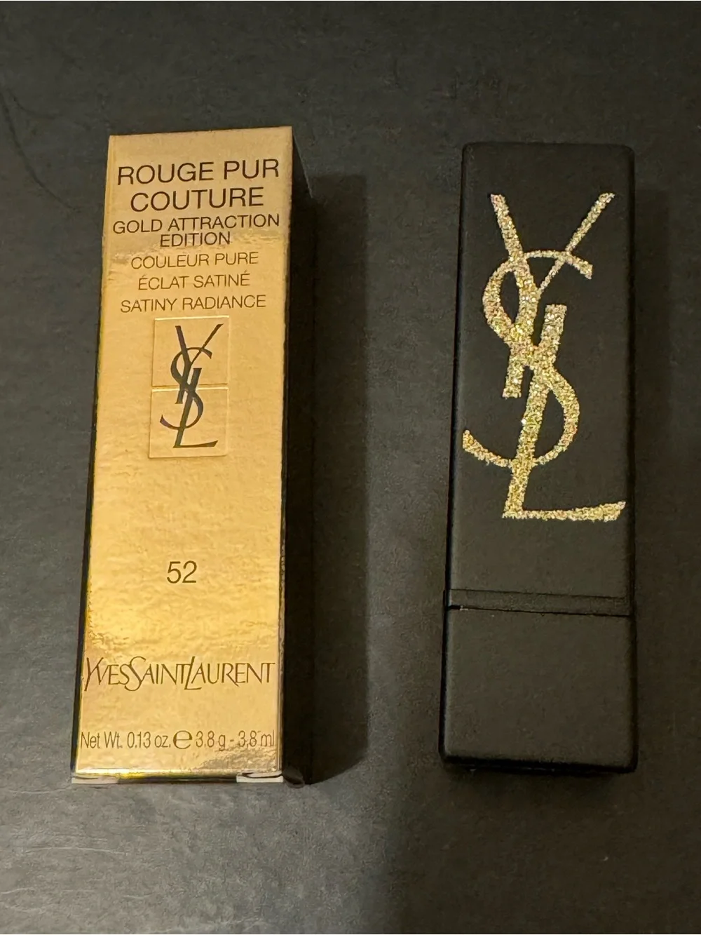 RARE BNIB YSL Rouge Pur Couture Gold Attraction Edition Lipstick 52 Rouge Rose
